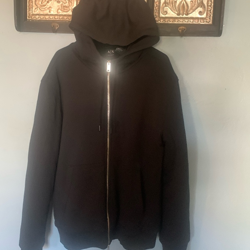 Men’s A/X  Faux fur lined black zip up hoodie